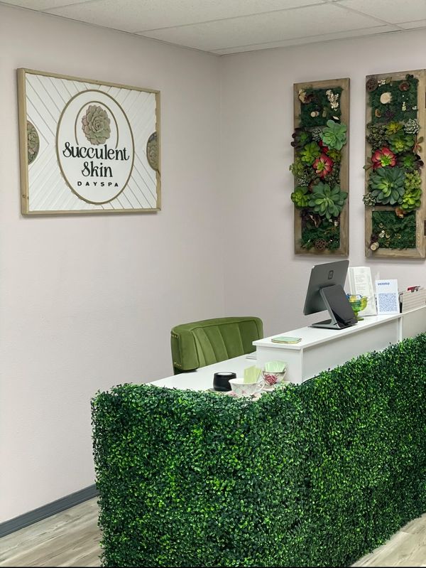 Front desk area of Succulent Skin Day Spa