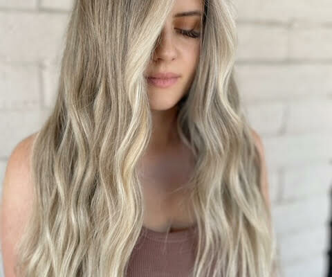 Client with dyed-blonde hair