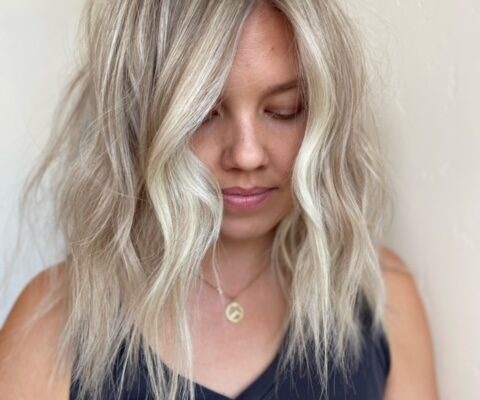 Client with dyed-blonde hair