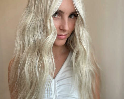 Client with dyed-blonde hair