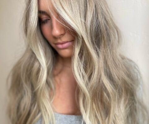 Client with dyed-blonde hair