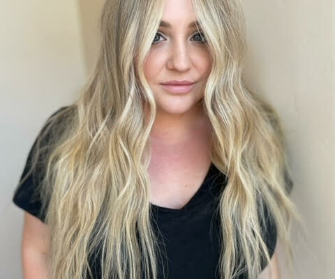 Client with dyed-blonde hair